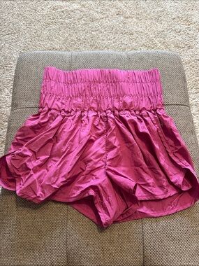 FP Movement by Free People Hot Pink Smocked-Waist Athletic Shorts
